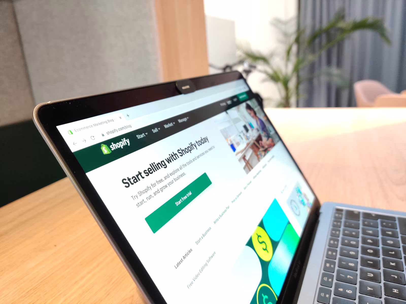 A laptop displaying an online store